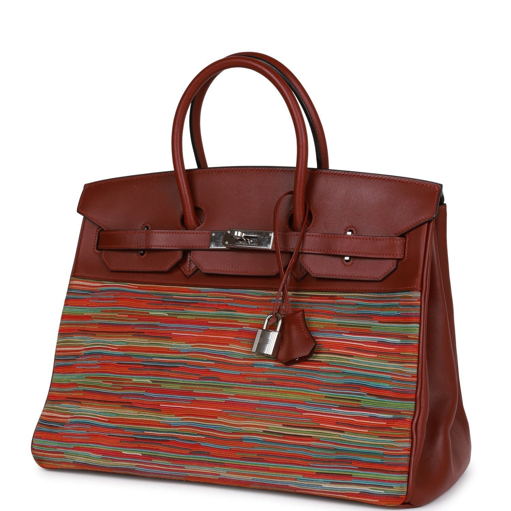 Pre-owned Hermes Birkin 35 Vibrato Rouge H Boxcalf Palladium Hardware