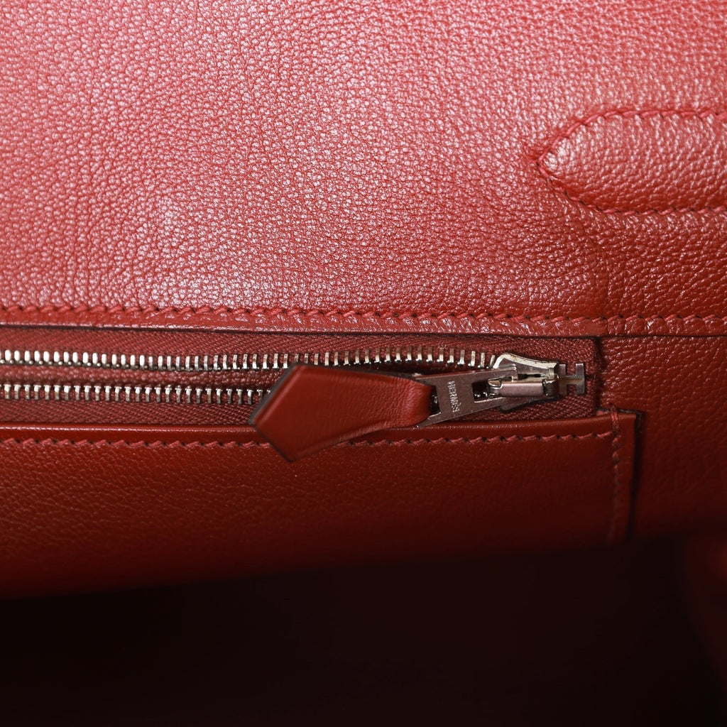 Pre-owned Hermes Birkin 35 Vibrato Rouge H Boxcalf Palladium Hardware