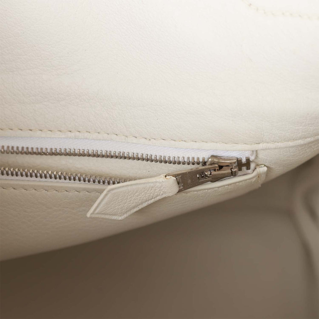 Pre-owned Hermes Birkin 35 White Gulliver and Toile H Palladium Hardware