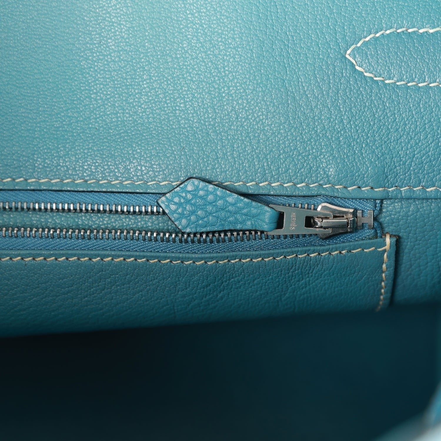 Pre-owned Hermes Birkin 35 Bleu Jean Togo Palladium Hardware