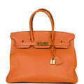 Pre-owned Hermes Birkin 35 Orange H Togo Gold Hardware