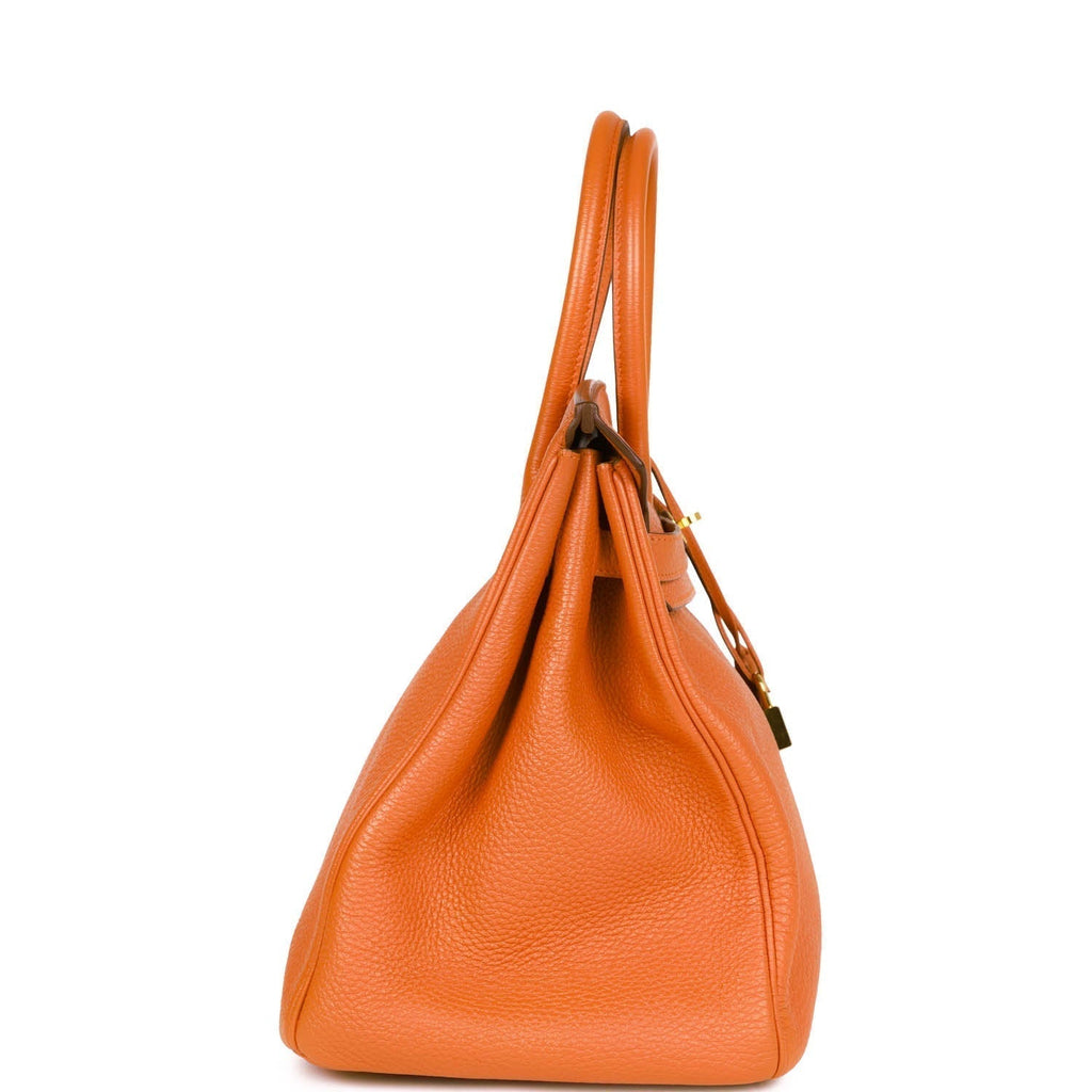Pre-owned Hermes Birkin 35 Orange H Togo Gold Hardware