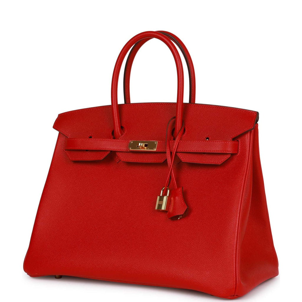 Pre-owned Hermes Birkin 35 Rouge Casaque Epsom Gold Hardware