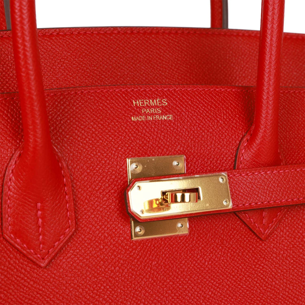 Pre-owned Hermes Birkin 35 Rouge Casaque Epsom Gold Hardware