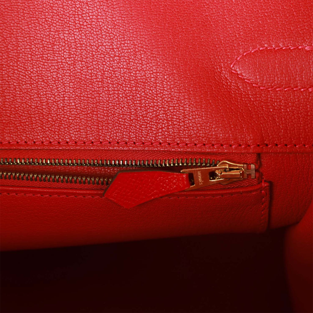 Pre-owned Hermes Birkin 35 Rouge Casaque Epsom Gold Hardware