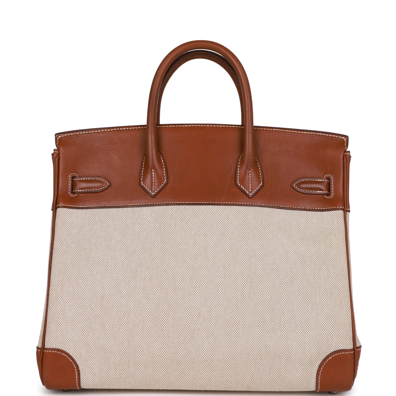 Pre-owned Hermes HAC Birkin 32 Toile and Barenia Palladium Hardware