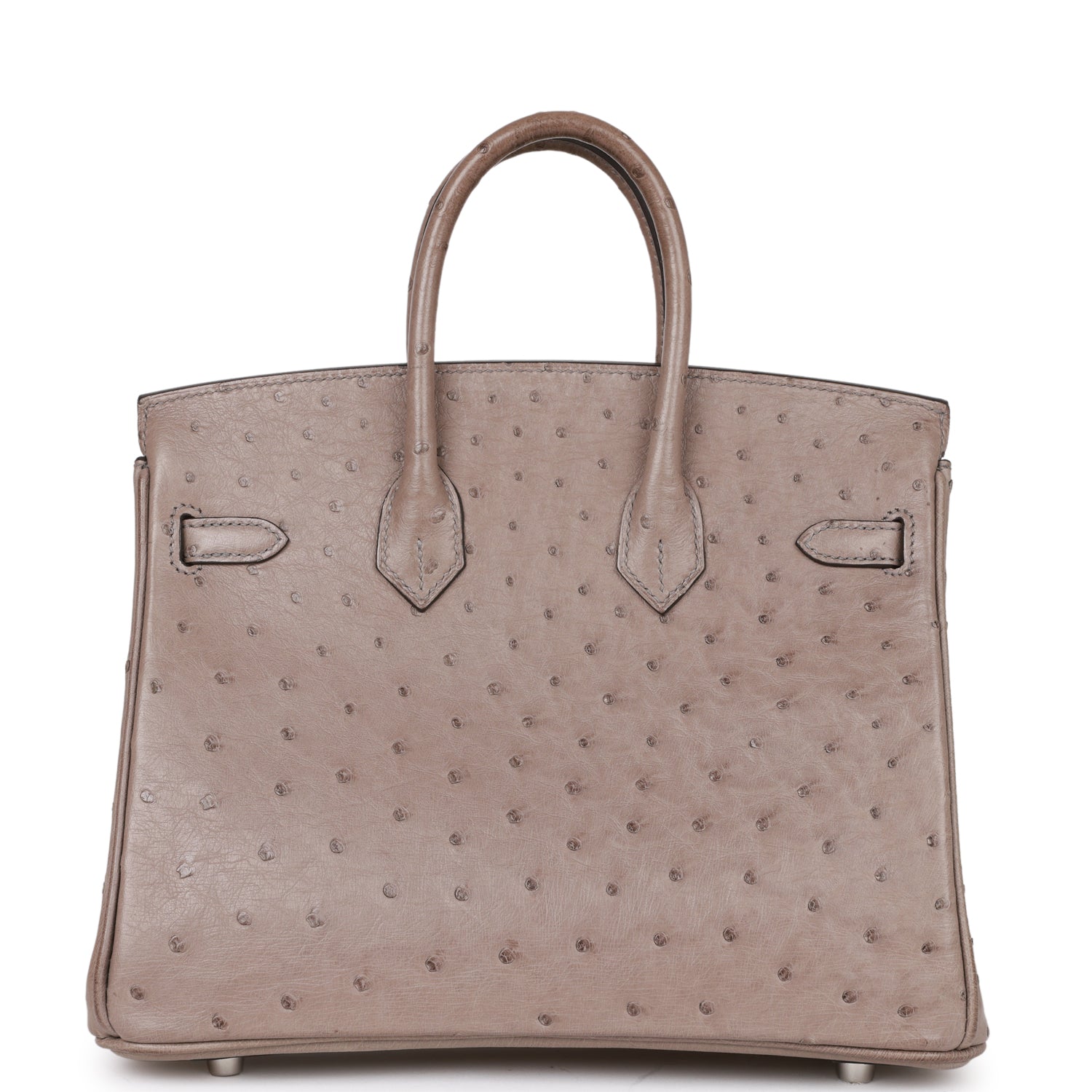 Pre-owned Hermes Birkin 25 Gris Tourterelle Ostrich Palladium Hardware