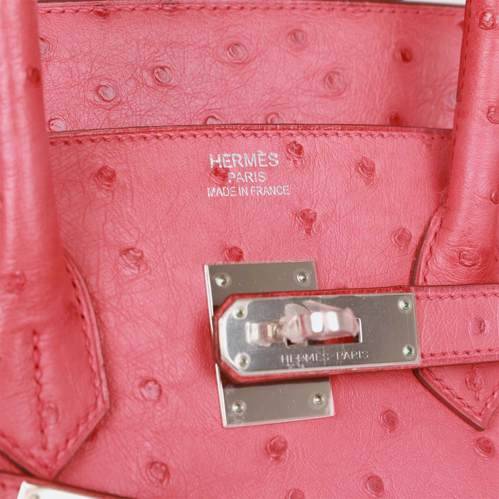 Pre-owned Hermes Birkin 35 Bougainvillea Ostrich Palladium Hardware