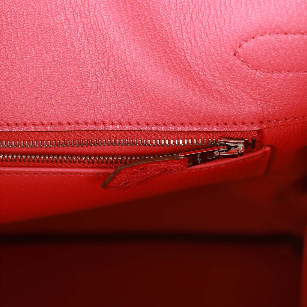 Pre-owned Hermes Birkin 35 Bougainvillea Ostrich Palladium Hardware