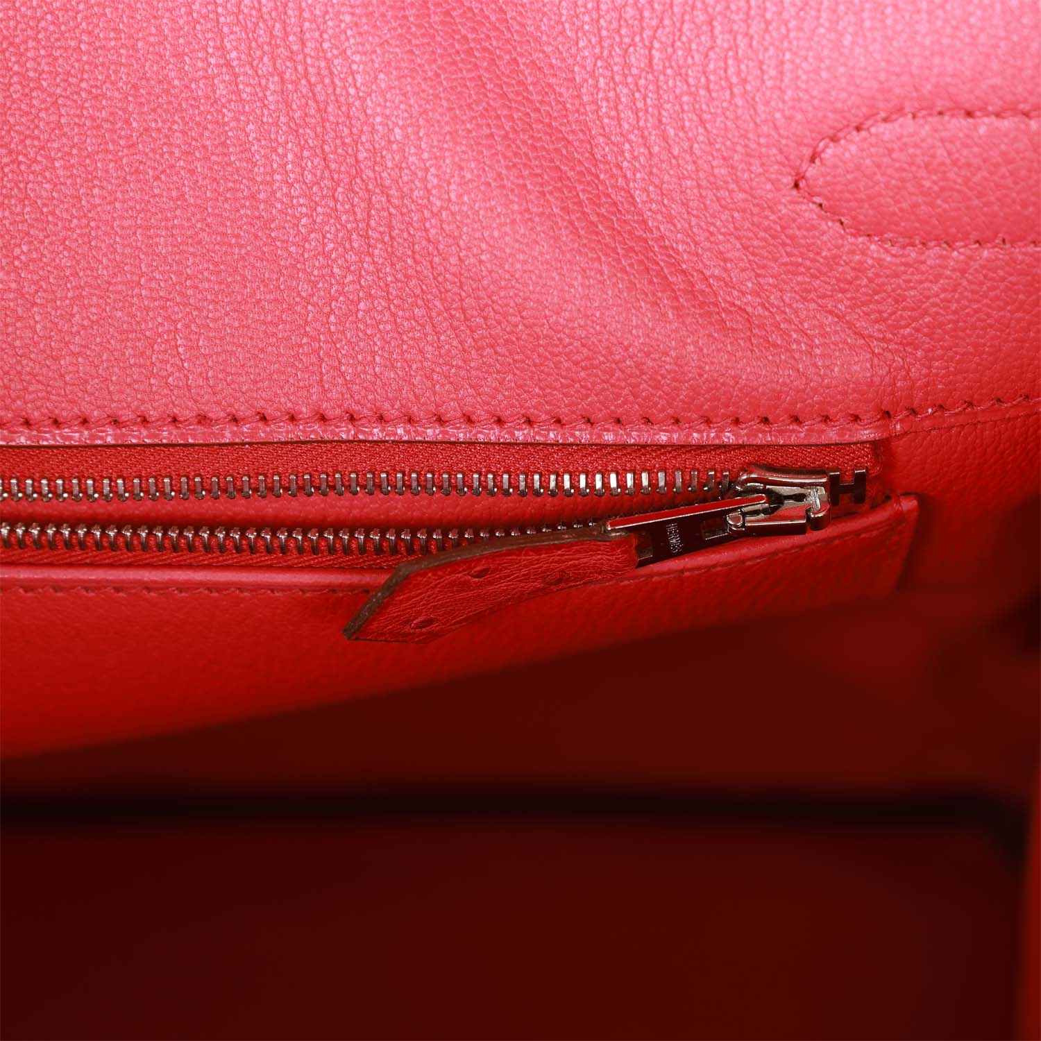 Pre-owned Hermes Birkin 35 Bougainvillea Ostrich Palladium Hardware