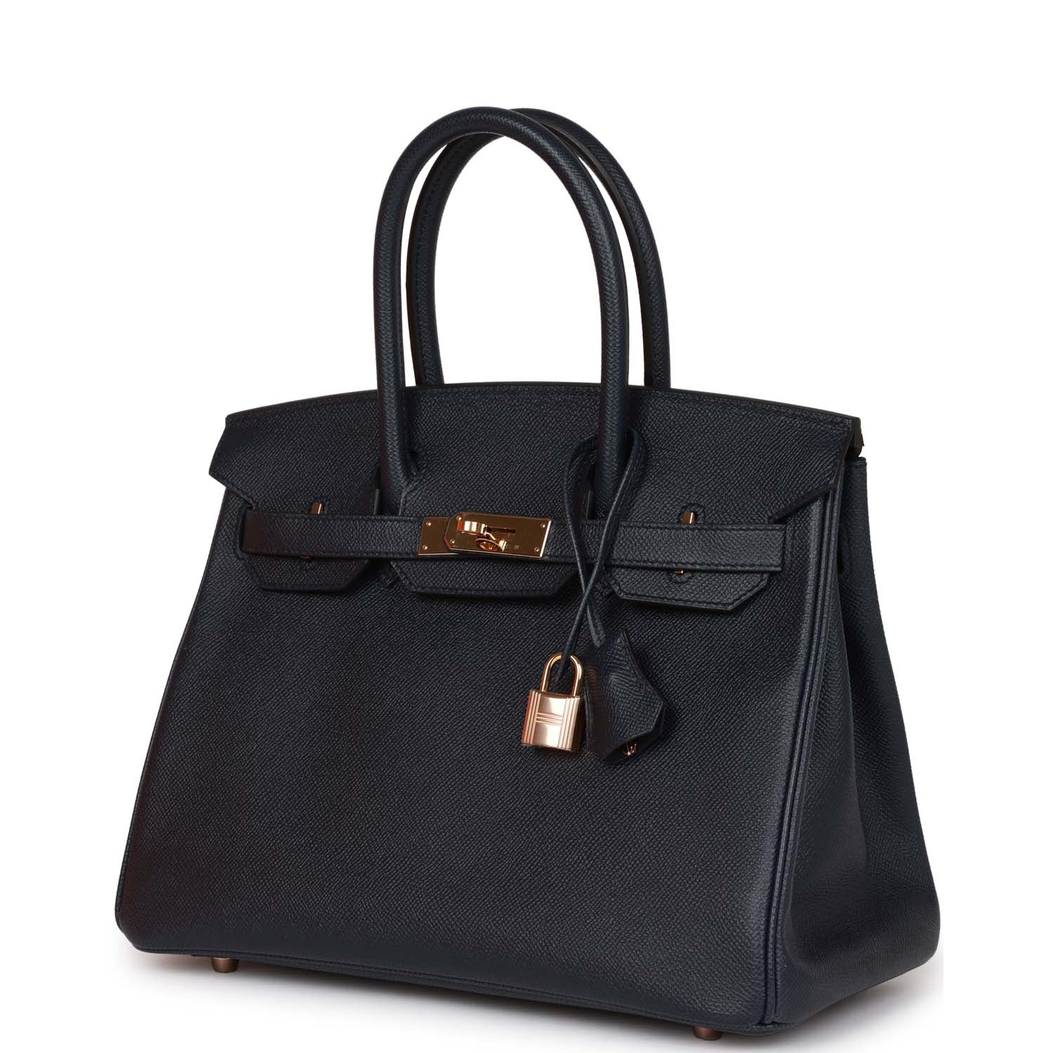 Pre-owned Hermes Birkin 30 Bleu Indigo Epsom Rose Gold Hardware