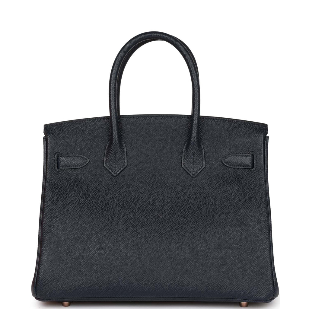 Pre-owned Hermes Birkin 30 Bleu Indigo Epsom Rose Gold Hardware