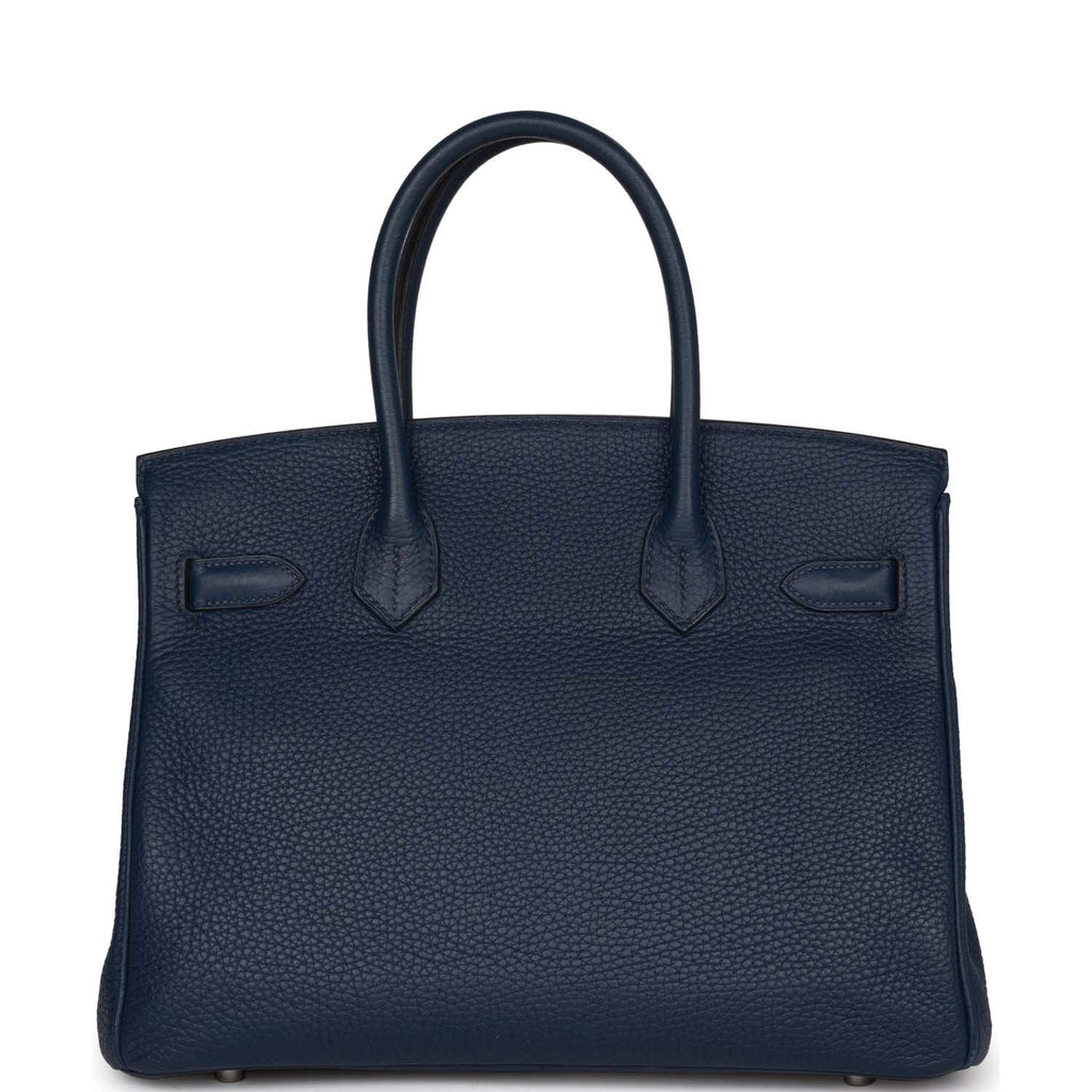 Pre-owned Hermes Birkin 30 Bleu Saphir Verso Togo Palladium Hardware