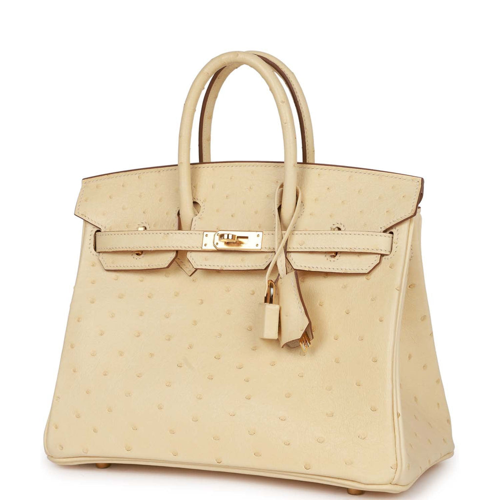 Hermes Birkin 25 Vanille Ostrich Boreal Gold Hardware