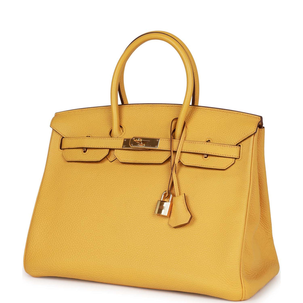 Pre-owned Hermes Birkin 35 Soleil Togo Gold Hardware