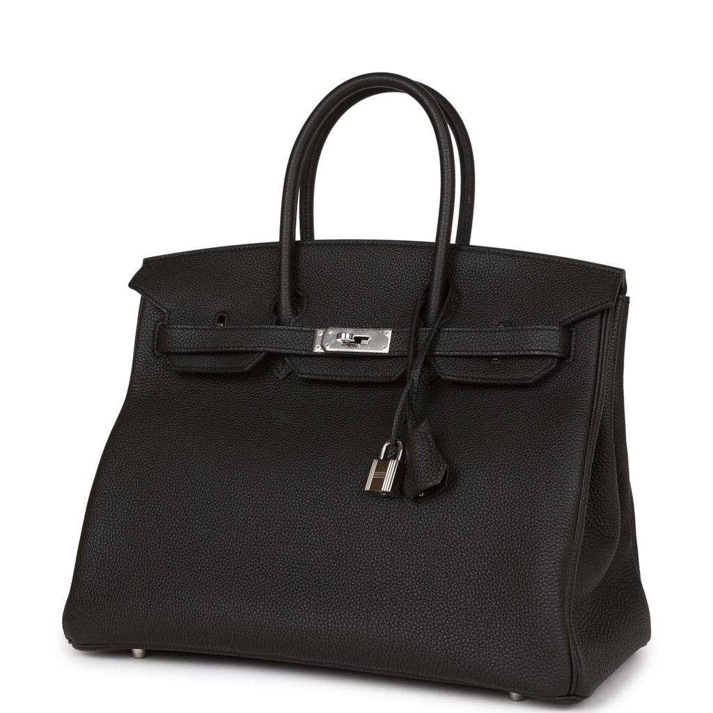 Pre-owned Hermes Birkin 35 Black Togo Palladium Hardware