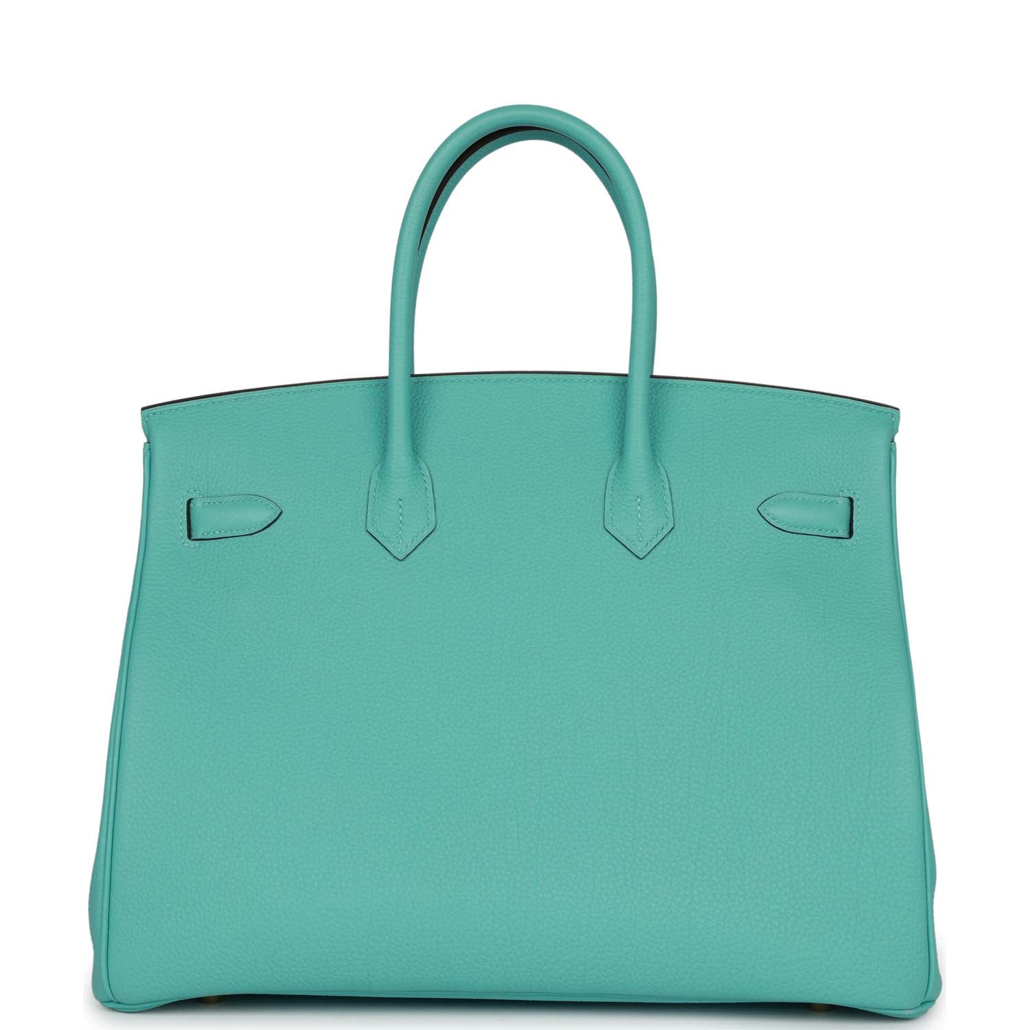 Pre-owned Hermes Birkin 35 Bleu Atoll Togo Gold Hardware