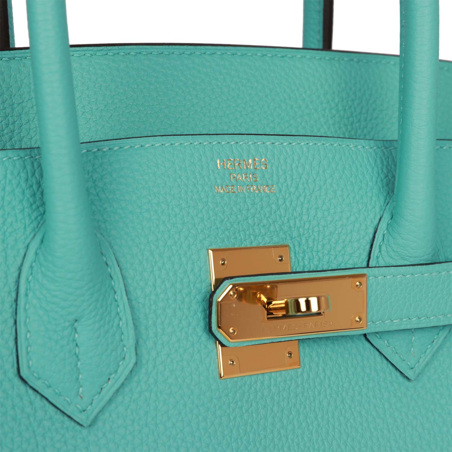 Pre-owned Hermes Birkin 35 Bleu Atoll Togo Gold Hardware
