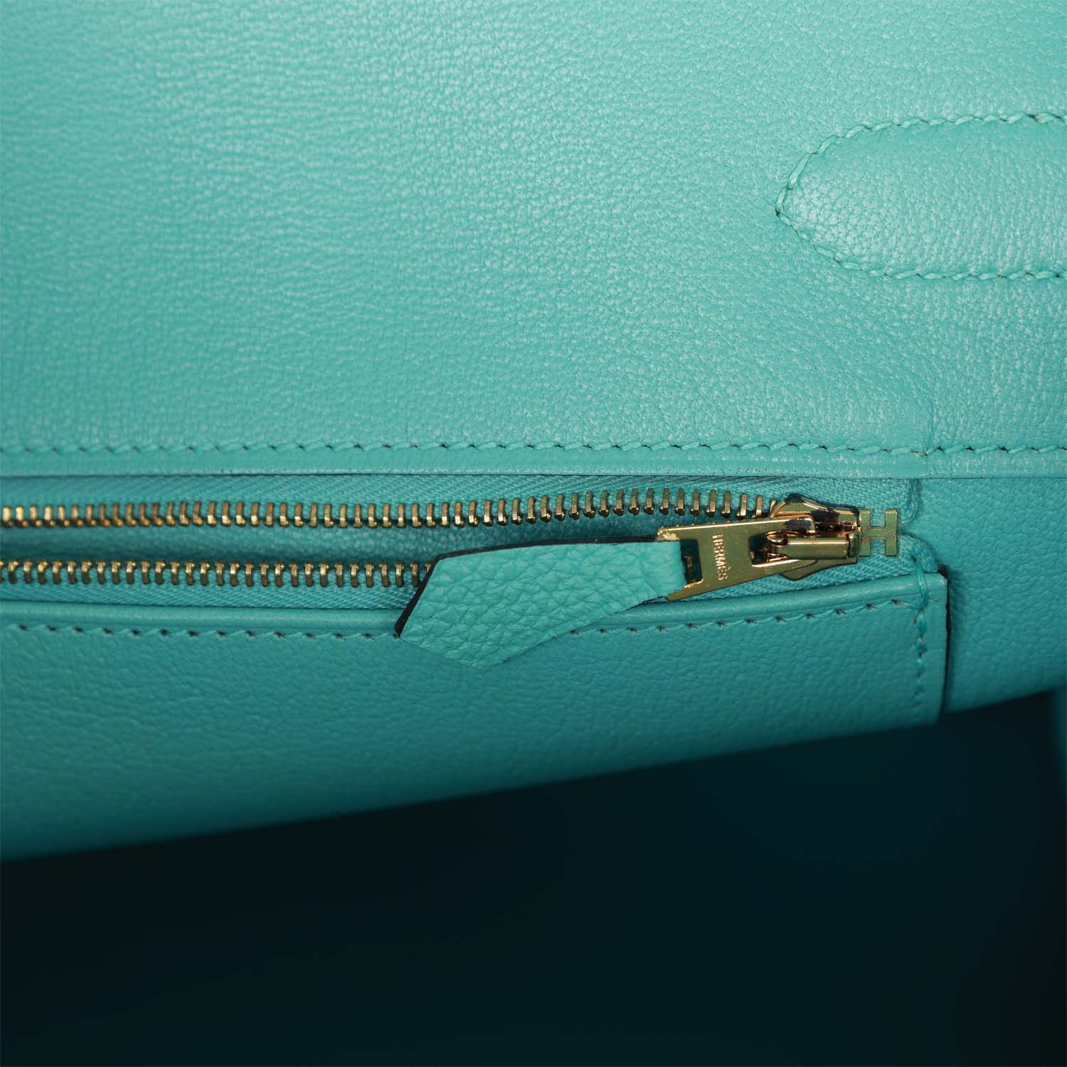 Pre-owned Hermes Birkin 35 Bleu Atoll Togo Gold Hardware