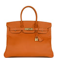 Pre-owned Hermes Birkin 35 Feu Epsom Gold Hardware