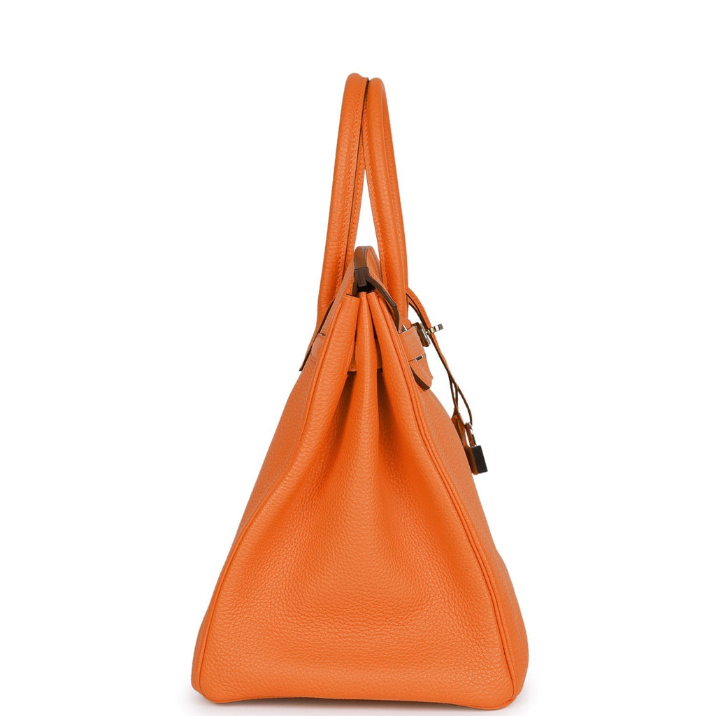 Pre-owned Hermes Birkin 35 Orange H Togo Palladium Hardware