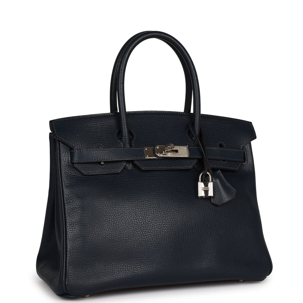 Pre-owned Hermes Birkin 30 Bleu Indigo Vache Liegee Palladium Hardware