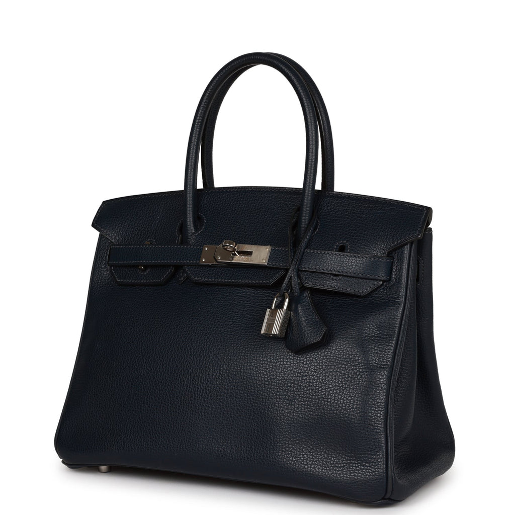 Pre-owned Hermes Birkin 30 Bleu Indigo Vache Liegee Palladium Hardware