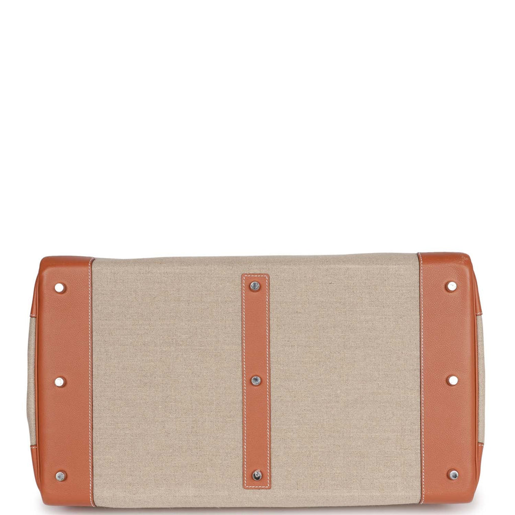 Hermes Birkin HAC 50 Gold Toile De Camp Evercolor Palladium Hardware