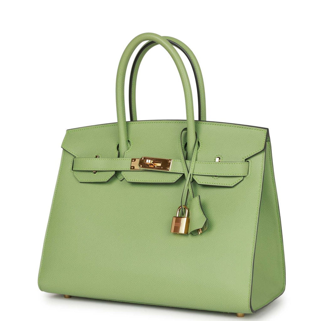 Pre-owned Hermes Birkin Sellier 30 Vert Criquet Epsom Gold Hardware
