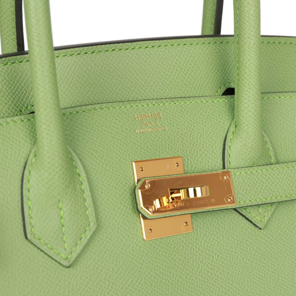 Pre-owned Hermes Birkin Sellier 30 Vert Criquet Epsom Gold Hardware