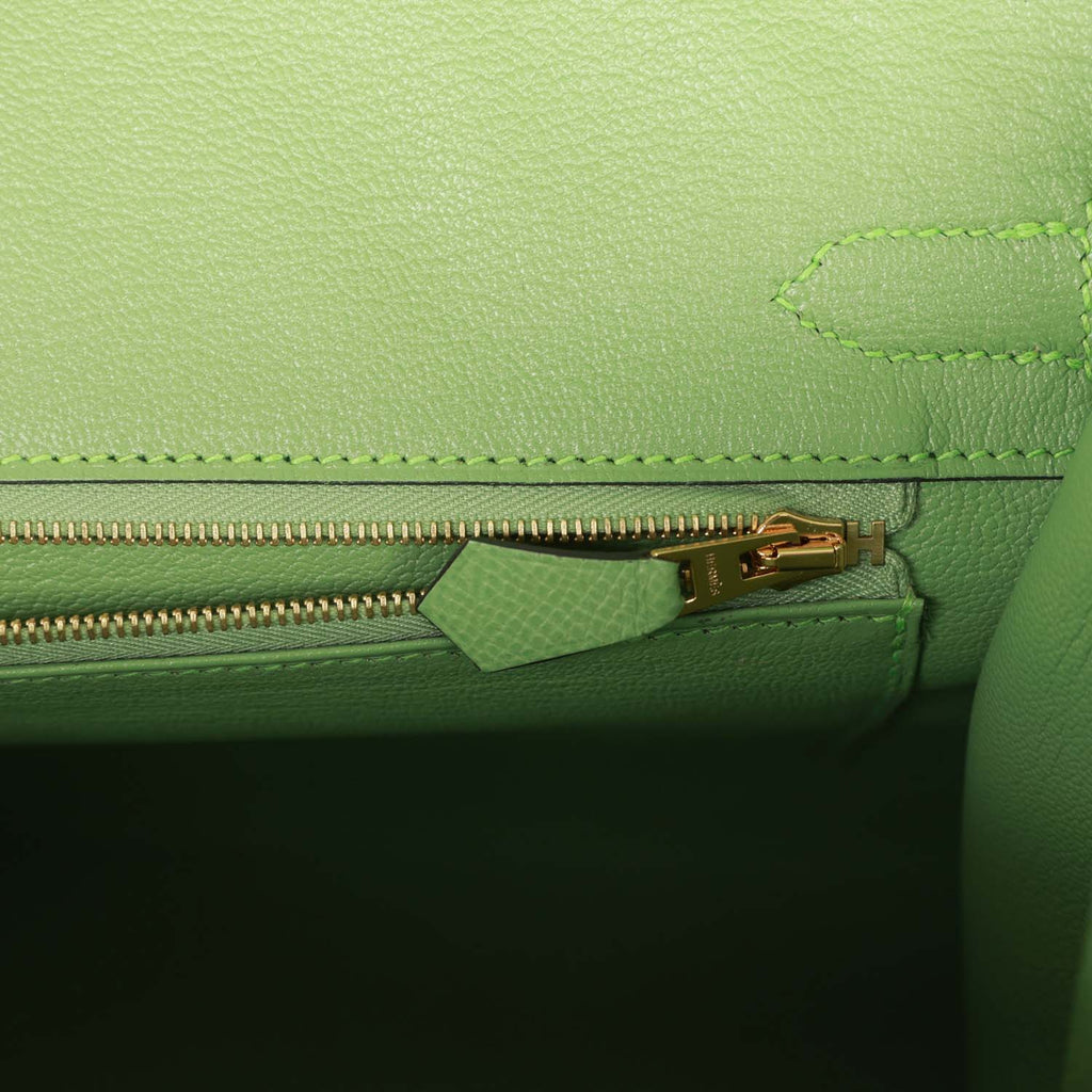 Pre-owned Hermes Birkin Sellier 30 Vert Criquet Epsom Gold Hardware