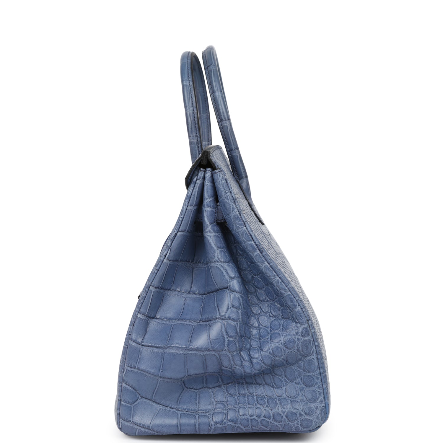 Pre-owned Hermes Birkin 35 Bleu Brighton Matte Alligator Palladium Hardware