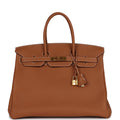 Pre-owned Hermes Birkin 35 Gold Togo Gold Hardware