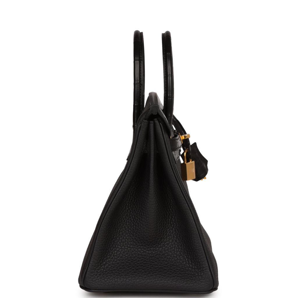 Hermes Birkin 25 Black Matte Alligator and Togo Touch Gold Hardware