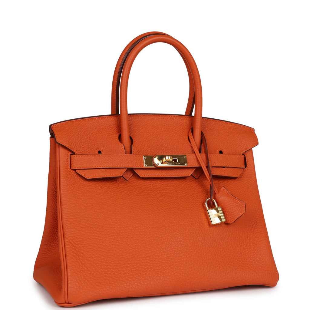 Pre-owned Hermes Birkin 30 Orange Togo Gold Hardware