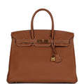 Pre-owned Hermes Birkin 35 Gold Togo Gold Hardware