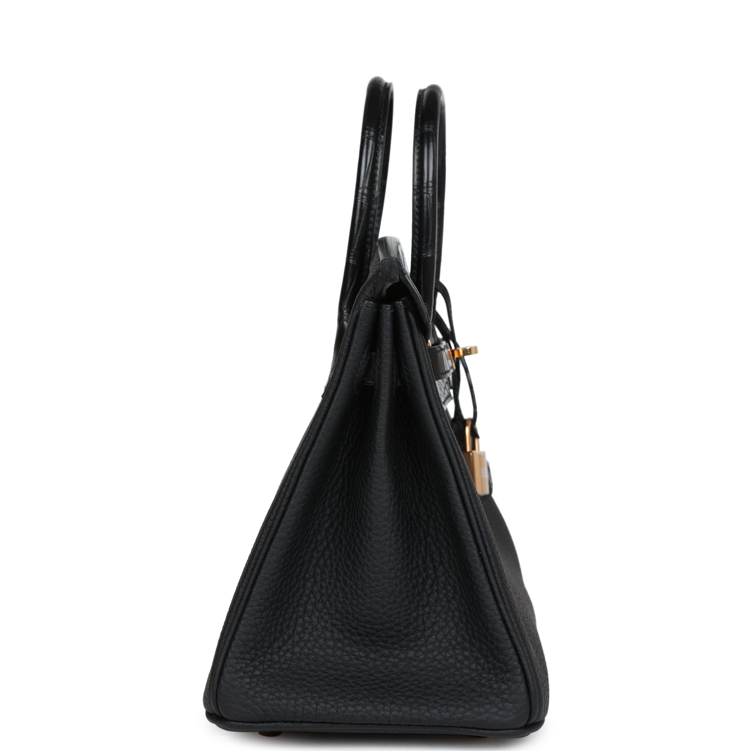 Pre-owned Hermes Birkin 25 Black Matte Alligator and Togo Touch Gold Hardware
