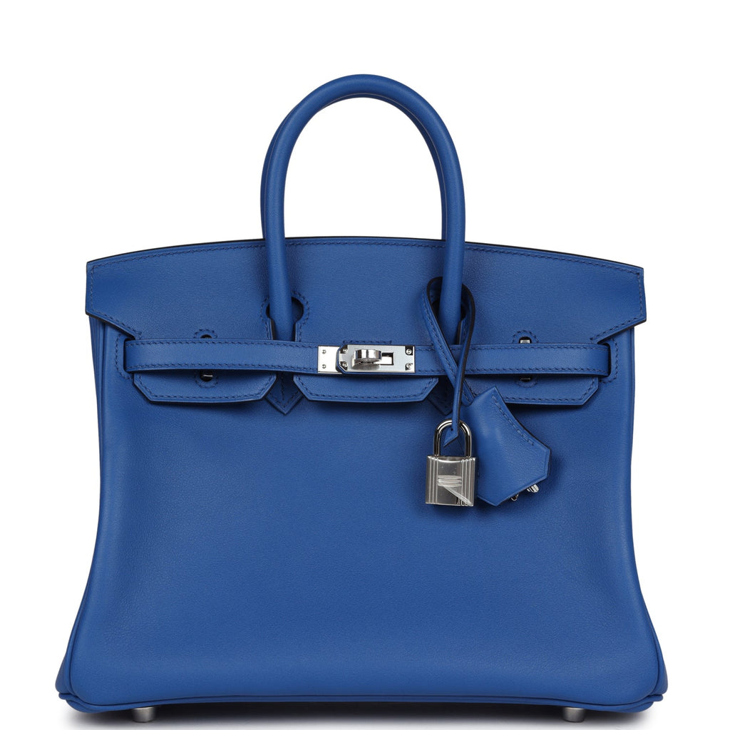 Hermes Birkin 25 Bleu France Swift Palladium Hardware