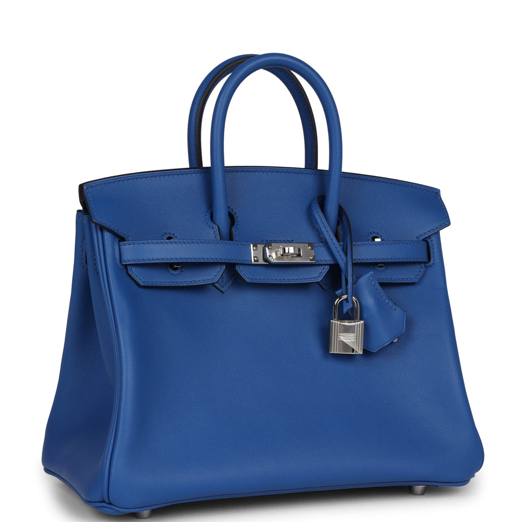 Hermes Birkin 25 Bleu France Swift Palladium Hardware