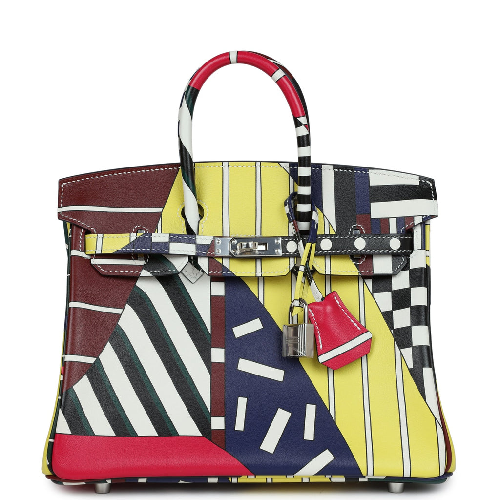 Hermes "One Two Three and Away We Go" Birkin 25 Multicolor Swift Palladium Hardware