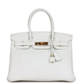 Hermes Birkin 30 White Clemence Gold Hardware