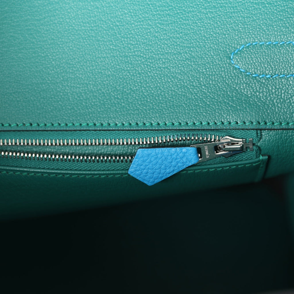 Hermes Birkin 35 Bleu Zanzibar Verso Togo Palladium Hardware