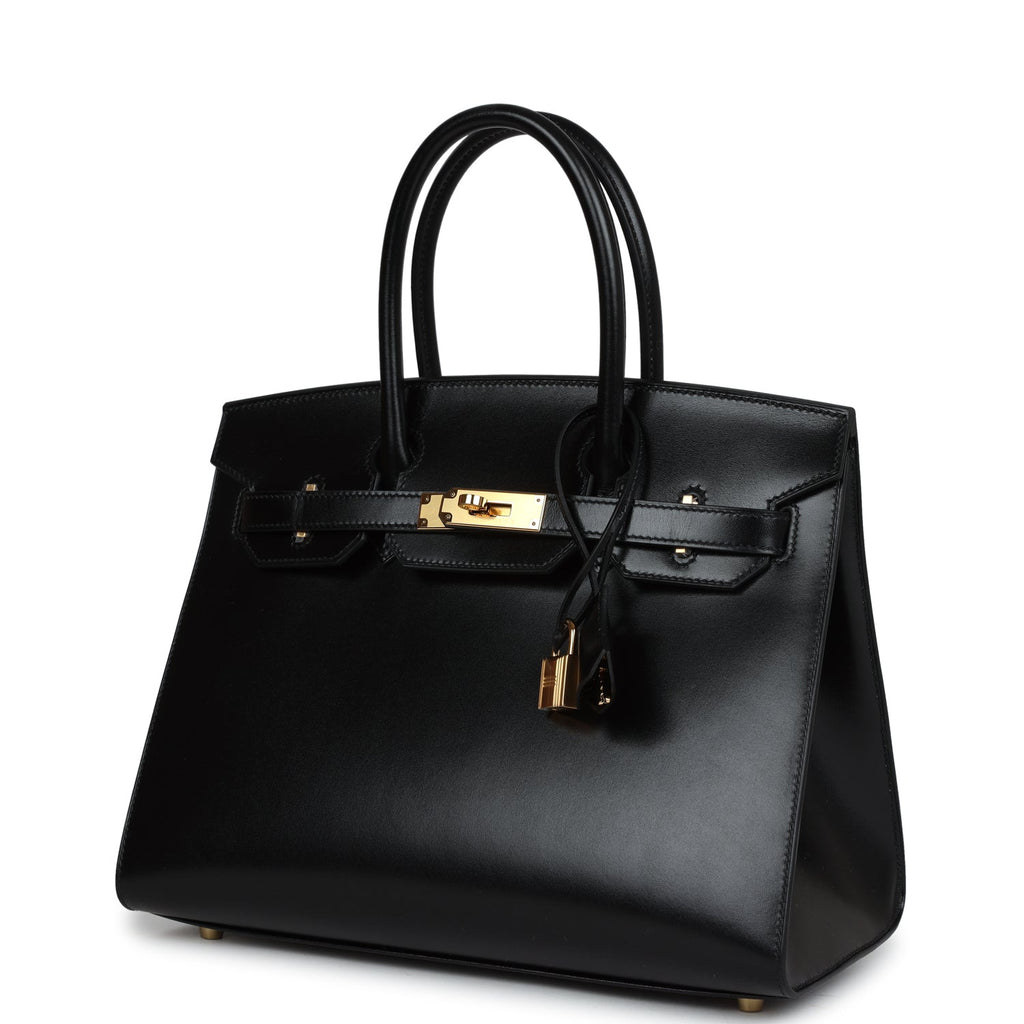 Hermes Birkin Sellier 30 Black Box Gold Hardware