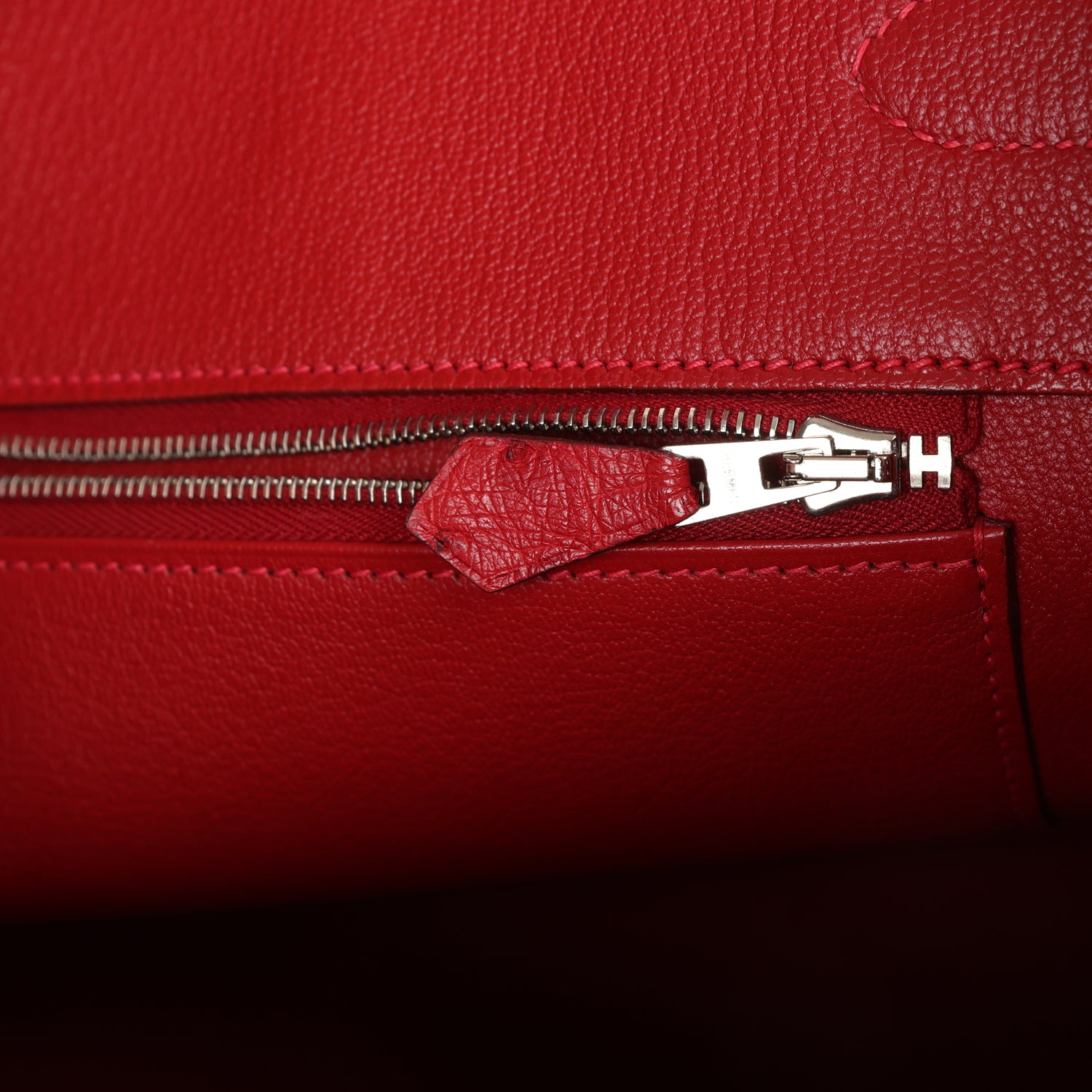 Pre-owned Hermes Birkin 35 Rouge Vif Ostrich Palladium Hardware