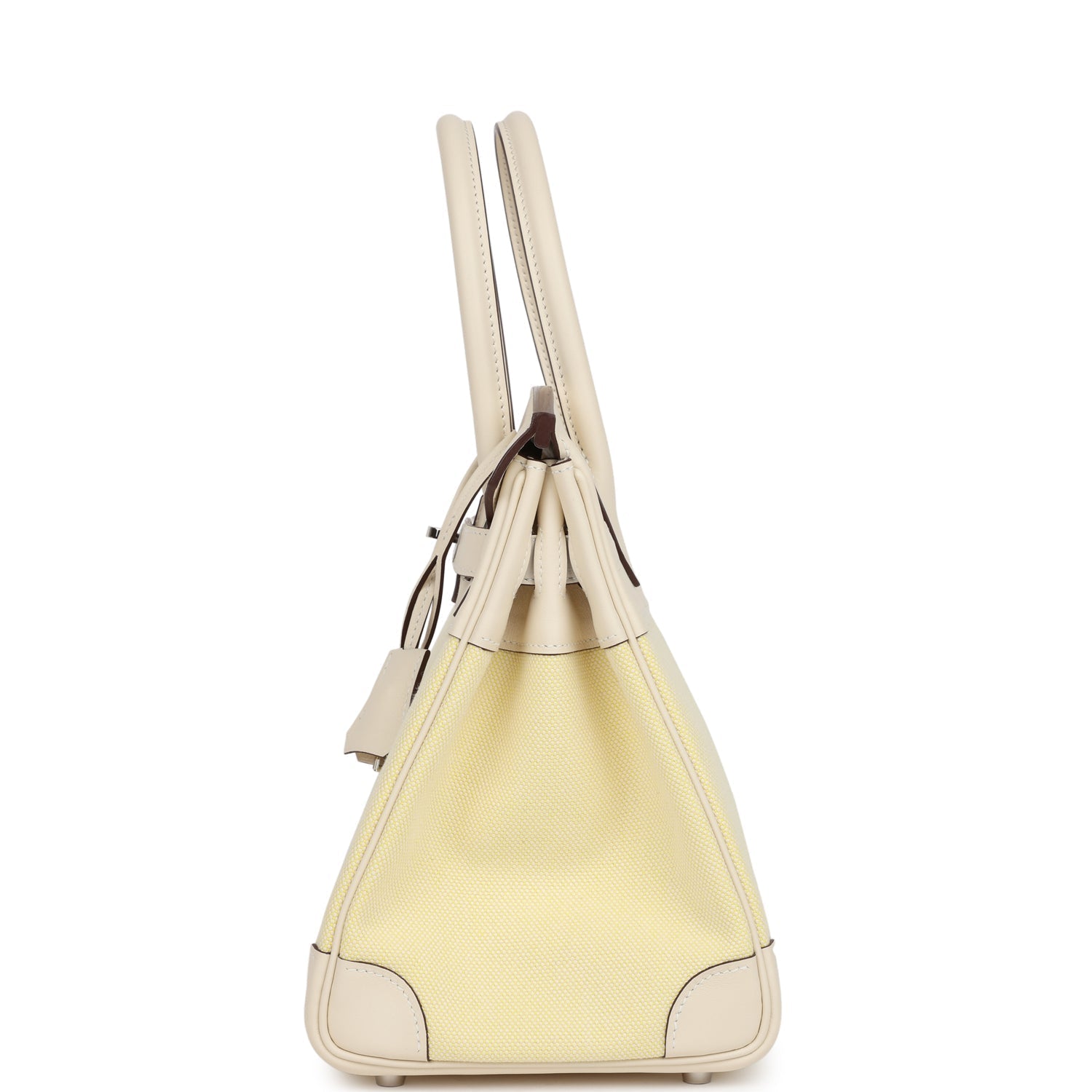 Hermes Birkin 30 Nata Swift and Jaune Poussin Toile Palladium Hardware