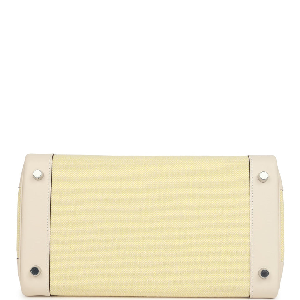 Hermes Birkin 30 Nata Swift and Jaune Poussin Toile Palladium Hardware