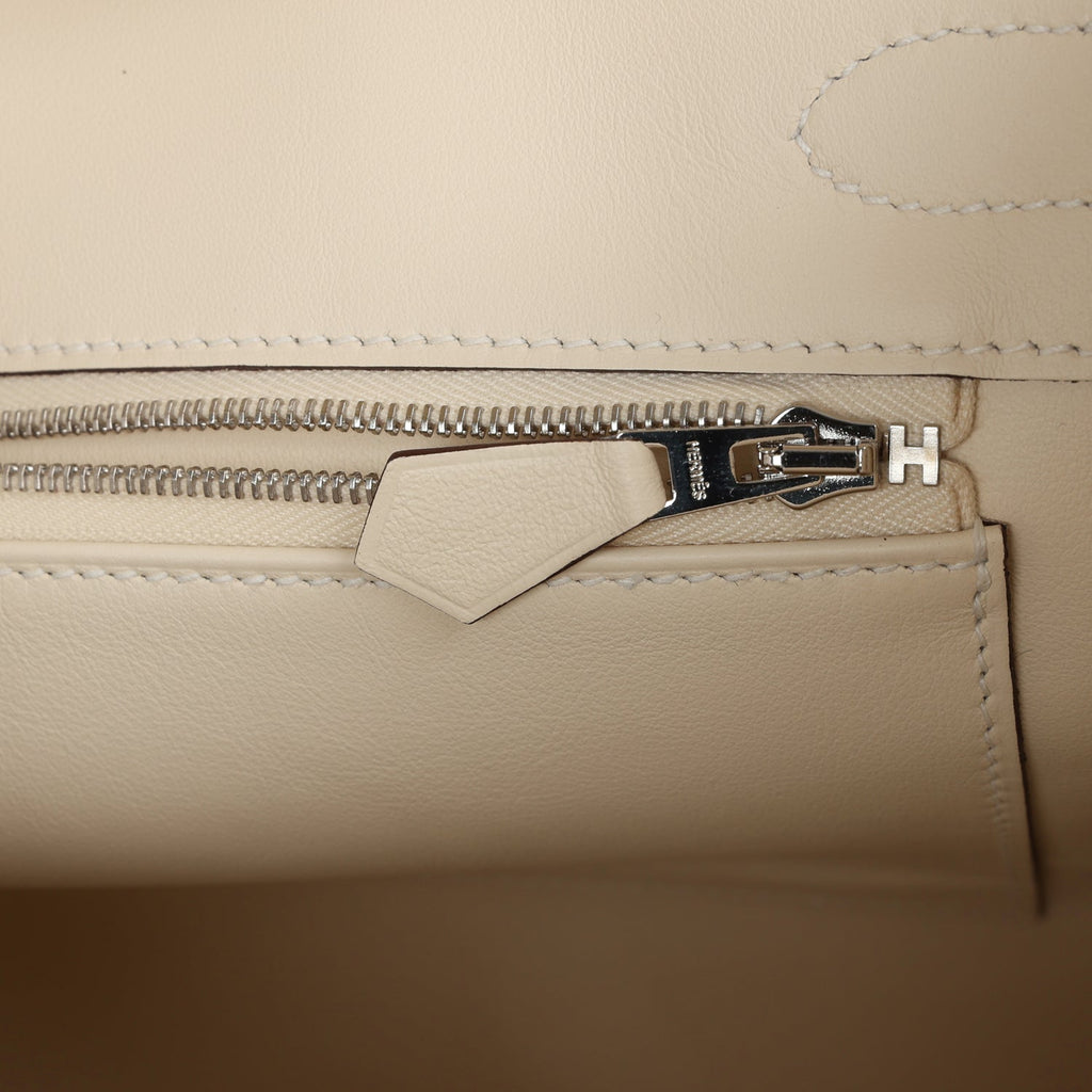 Hermes Birkin 30 Nata Swift and Jaune Poussin Toile Palladium Hardware