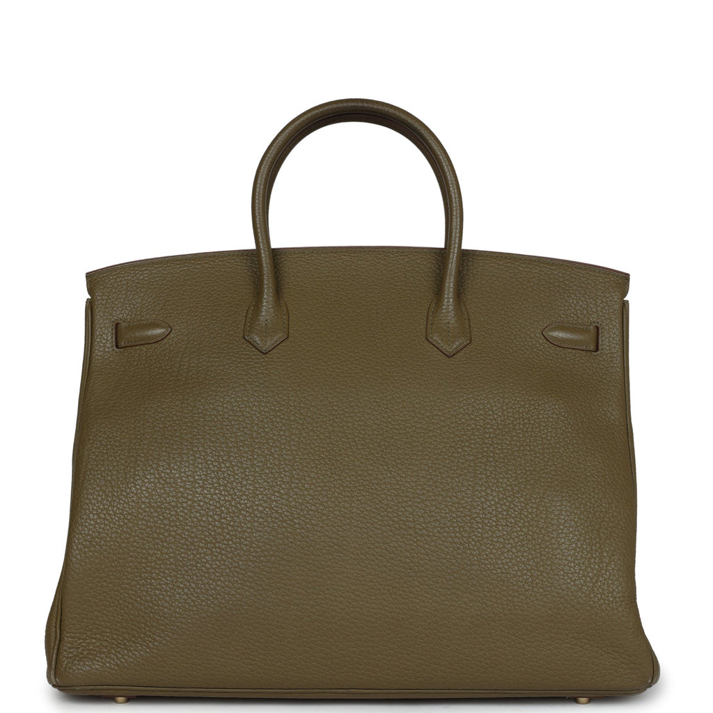 Pre-owned Hermes Birkin 40 Lichen Fjord Gold Hardware
