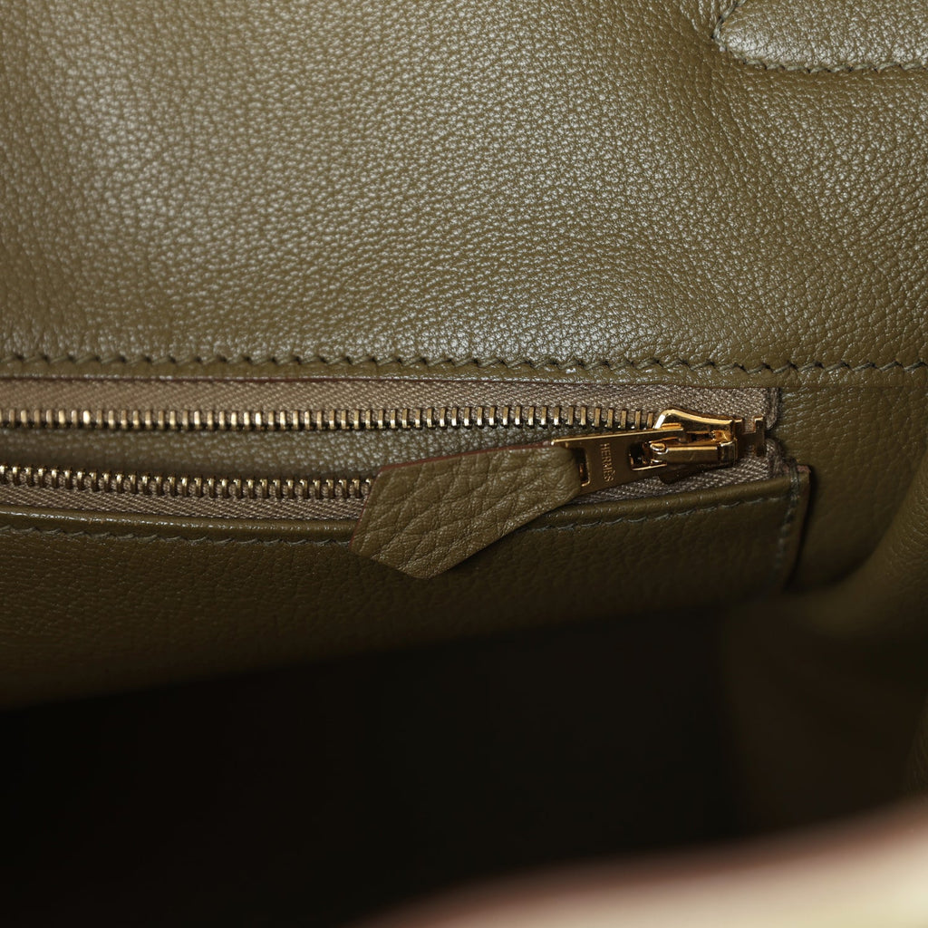 Pre-owned Hermes Birkin 40 Lichen Fjord Gold Hardware