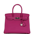 Pre-owned Hermes Birkin 30 Rose Pourpre Togo Palladium Hardware